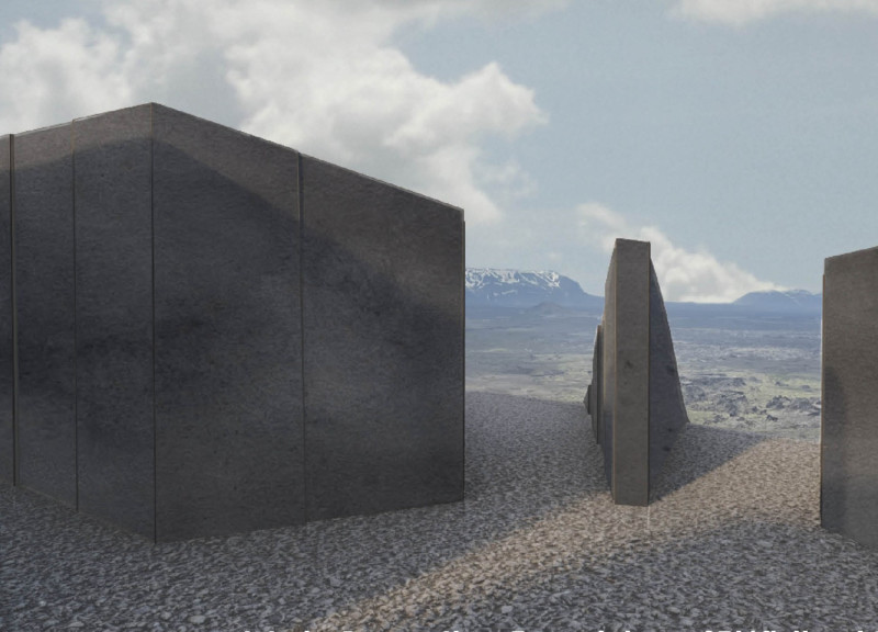Curated Views Framed by Concrete and Steel Amidst the Volcanic Landscape  
