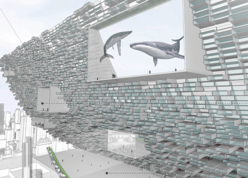 Virtual Space Enhanced By Green Roofs And Steel Framework In A Dynamic Urban Setting