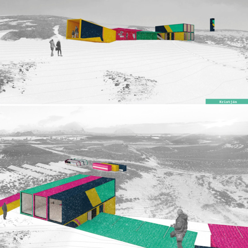 Upcycled Shipping Containers Anchored In Volcanic Terrain for Community Engagement  