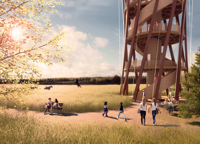 Tensile Framework Featuring Local Timber and Glass for Environmental Observation Engagement  