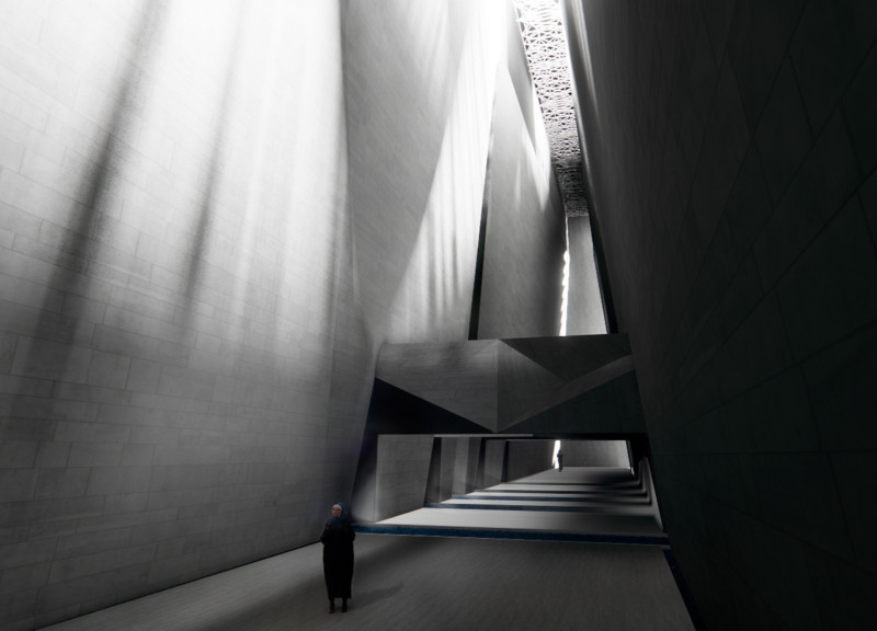Translucent Glass and Concrete Structure Embracing Natural Light Through Angular Form  