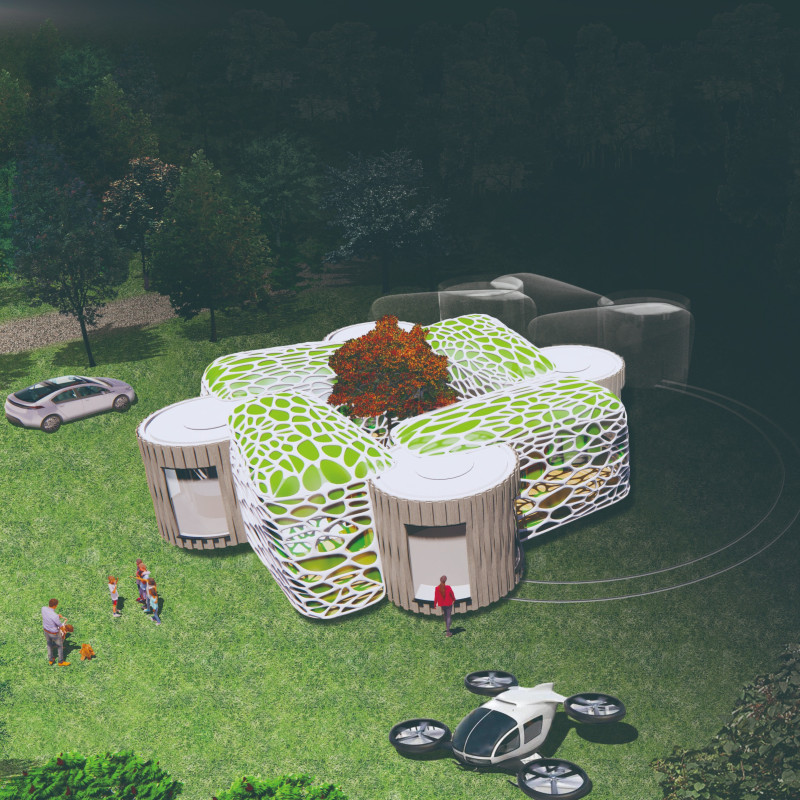 Biophilic Living Spaces Made With Polycarbonate and Steel Frame Integration