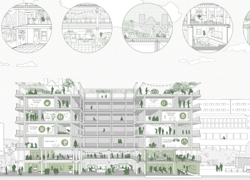 Charred Wooden Shingles and Biophilic Terraces in Flexible Urban Housing