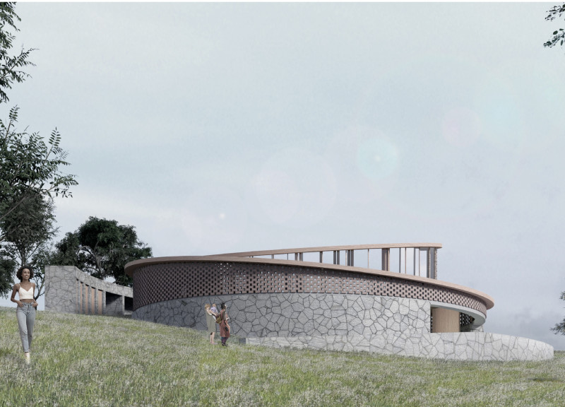 Circular Community Center With Local Stone and Ceramic Bricks Emphasizing Natural Ventilation