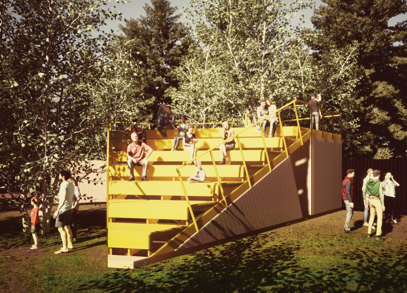 Amphitheater Design Enhanced by Timber Integration and Flexible Culinary Spaces