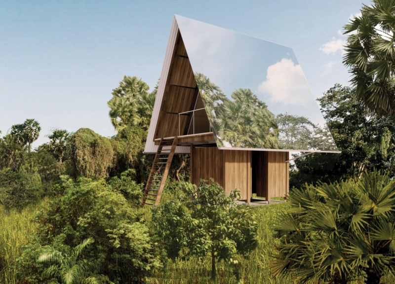 Reflections Of Nature In Elevated Treehouses Constructed With Corrugated Metal And Timber  