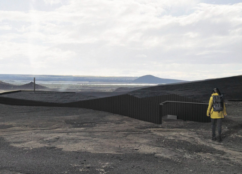 Geothermal Restaurant Featuring Translucent Glass and Exposed Concrete in Volcanic Landscape