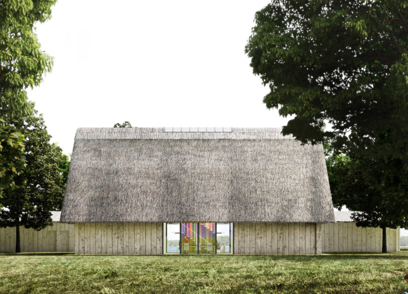 Thatched Roof Retreat Crafted From Timber and Glass Embracing Lakeside Serenity