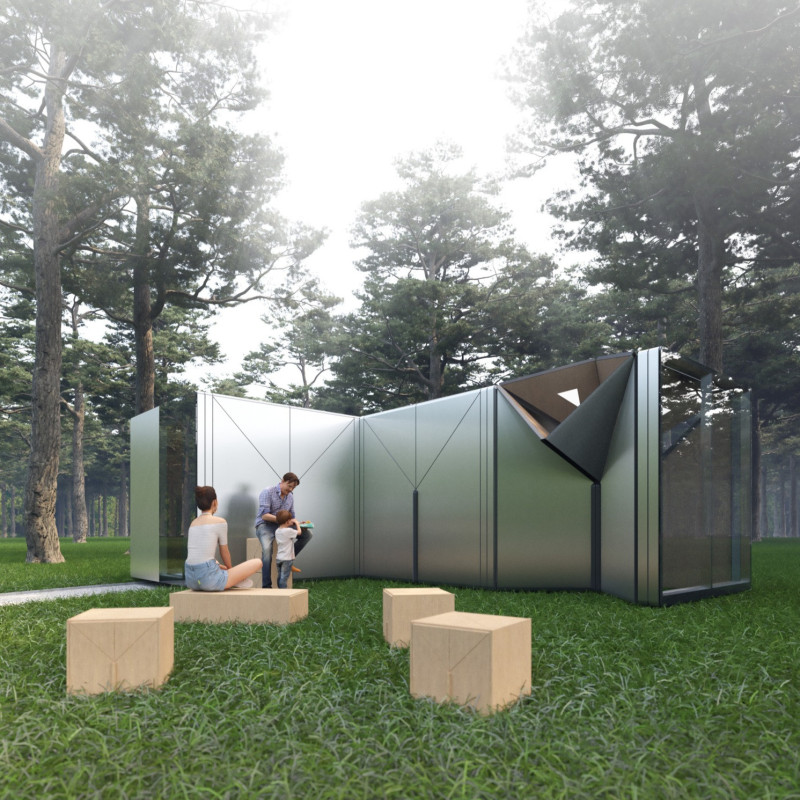Charred Wooden Shingles and Metal Cladding in a Compact Modular Living Solution