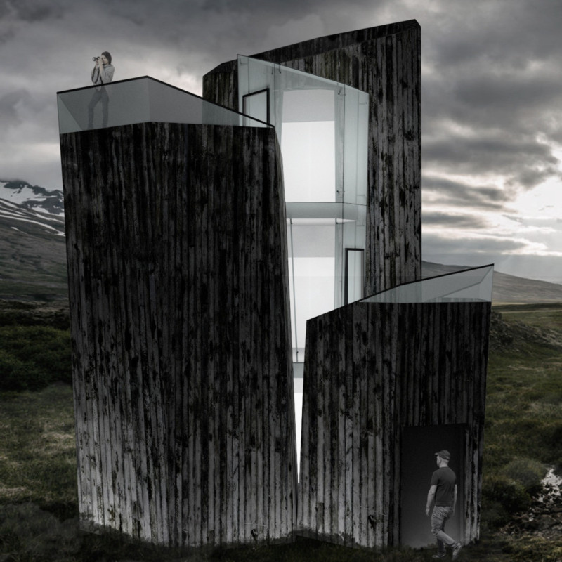 Charred Wooden Shingles and Photovoltaic Efficiency in a Harmonious Observation Space  