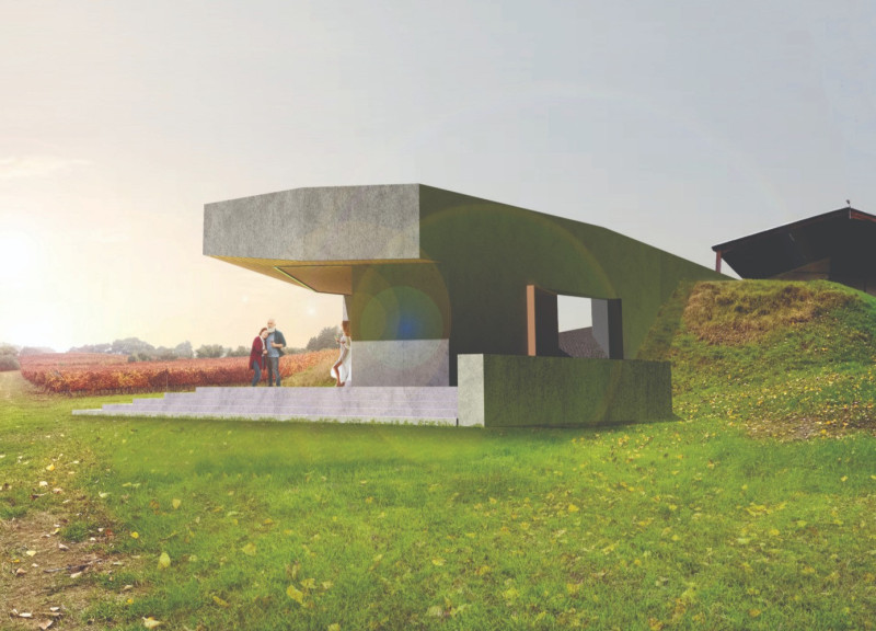 Seamlessly Integrated Concrete and Timber Structure Nestled Within a Vine-Covered Landscape  