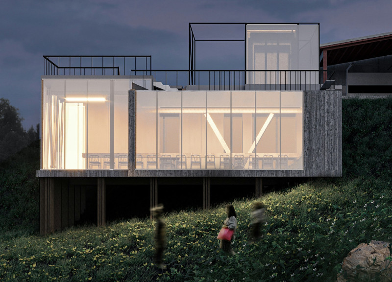 Charred Wooden Shingles and Expansive Glazing Integrate Seamlessly into Hillside Living
