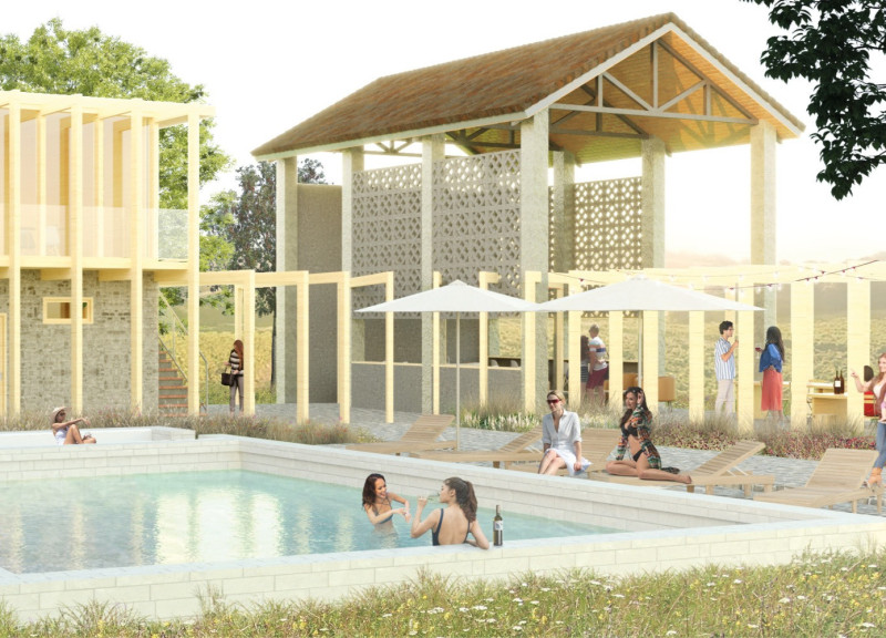 Sustainable Design Featuring Charred Wooden Shingles and Cross-Laminated Timber Panels for a Vineyard Retreat