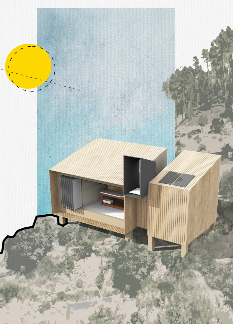Residential building featuring cross-laminated timber and charred wood shingles harmonizing with the local landscape
