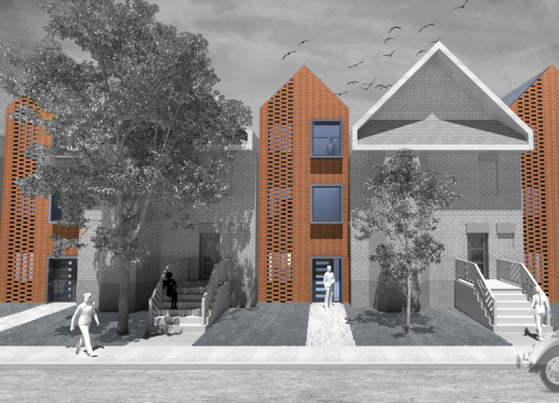 Affordable housing solution featuring modular panels and sustainable brick construction in Toronto's urban landscape