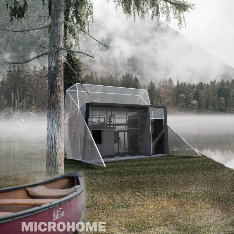 Folding Glass Roofs and Modular Wooden Spaces in a Sustainable Countryside Dwelling