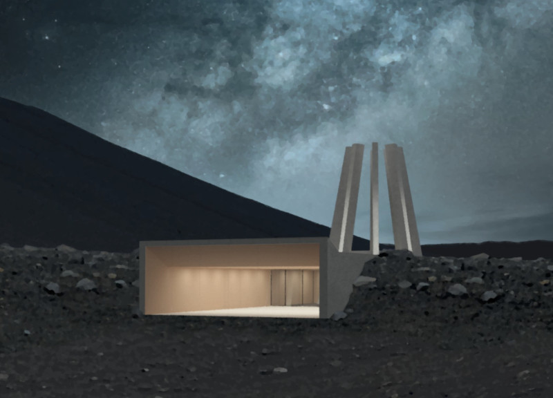 Charred Wood and Concrete Sculpture Integrating Natural Terrain for Community Engagement