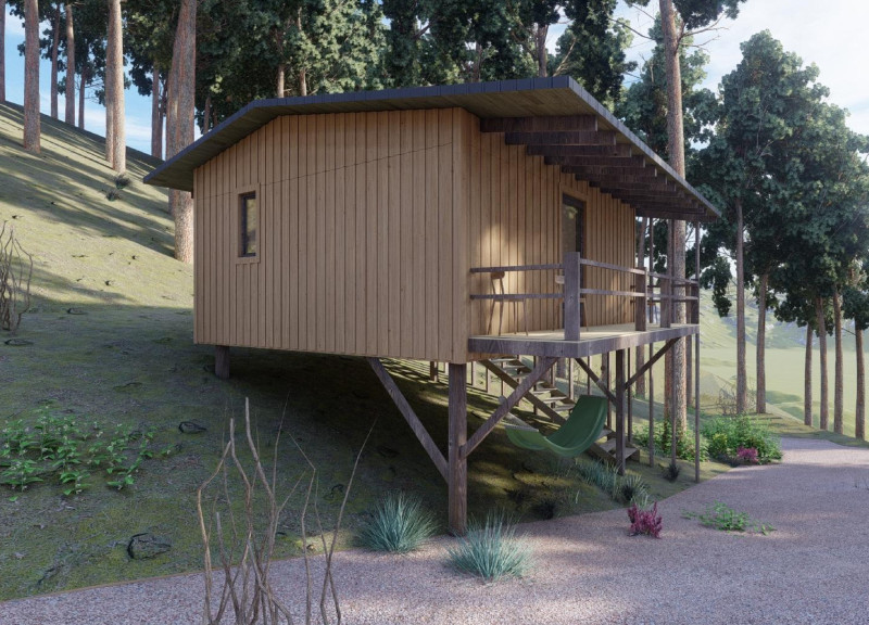 Elevated Eco-Pods Constructed With Corrugated Metal And Natural Wood Insights For Wellness Retreats  