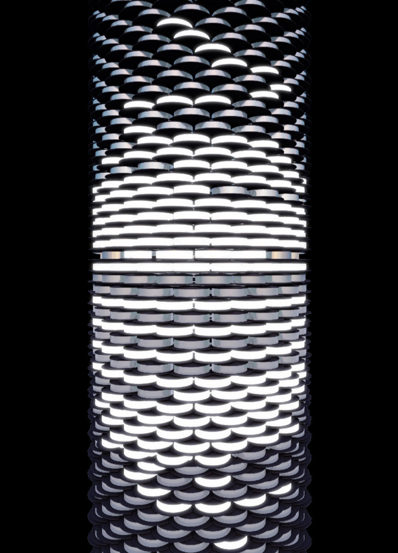 Spiral Form With Smart Surfaces and Transparent Dividers for Community Engagement