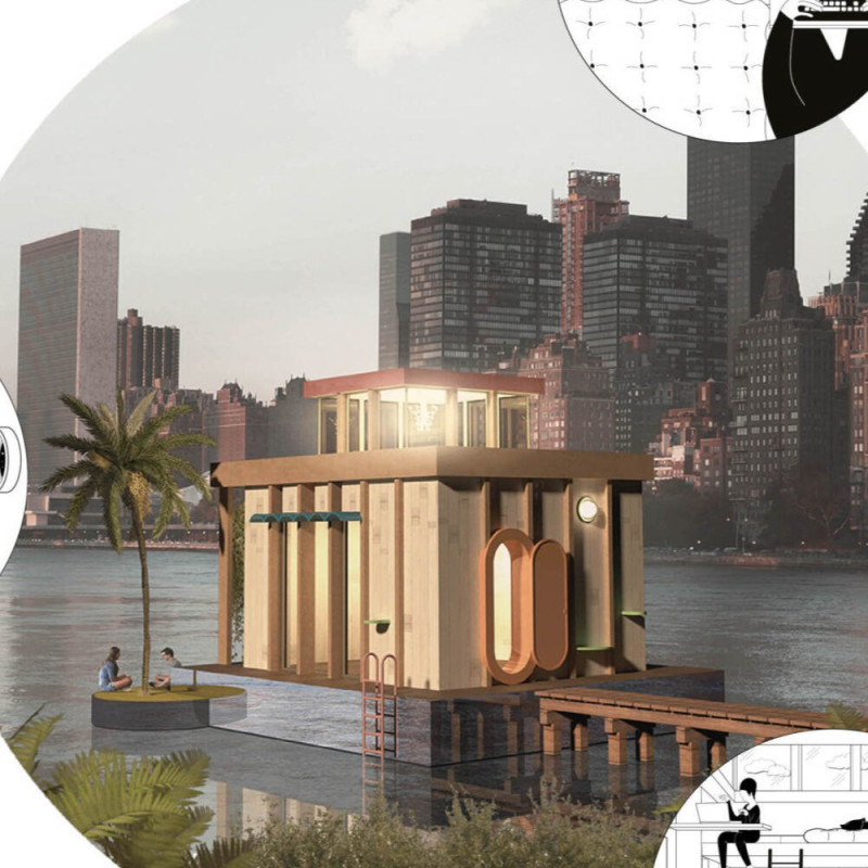 Floating Micro-Home Crafted From Eco-Friendly Materials with Biophilic Design Elements  