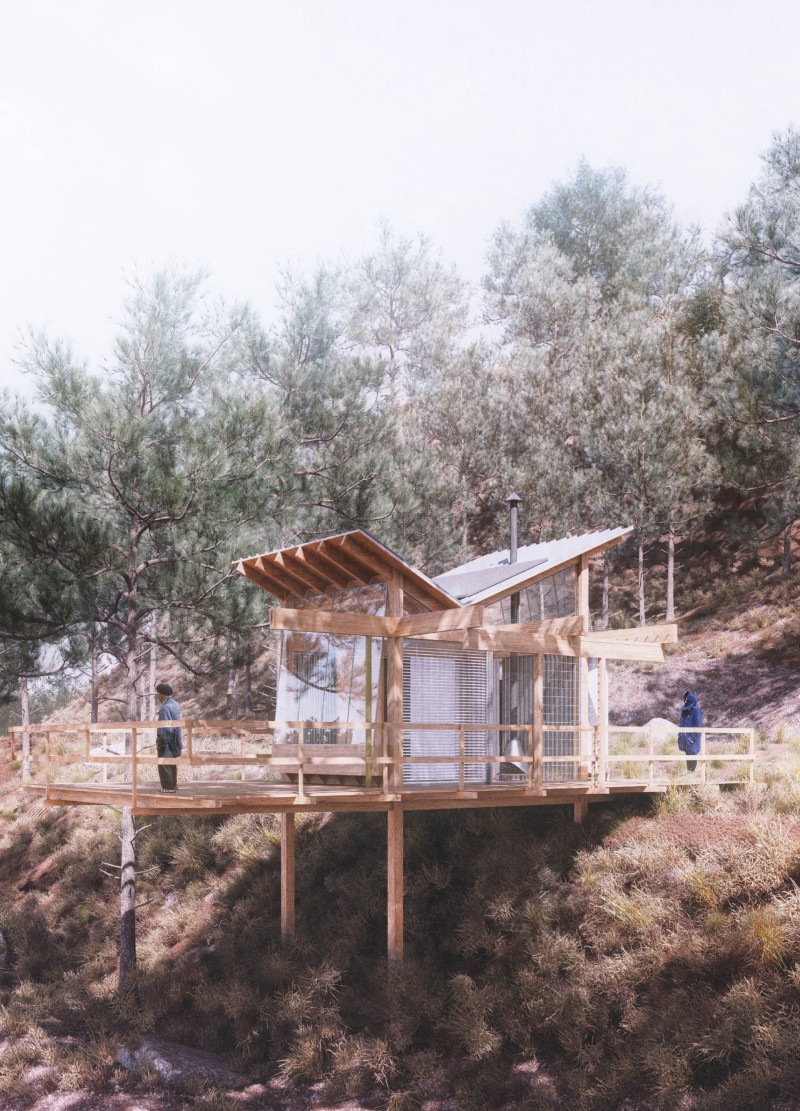 Elevated Pods With Copper Roofing Nestled Among Native Flora  