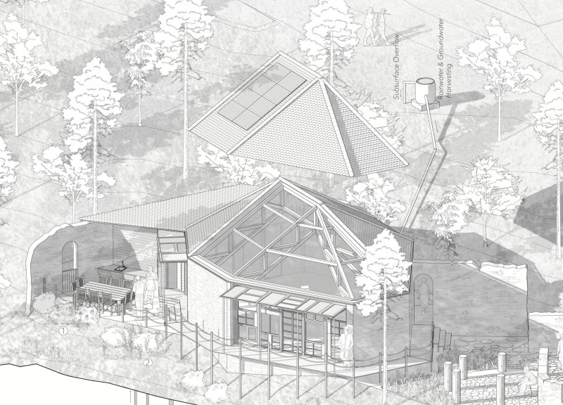 Mycelium Walls and Cross-Laminated Timber Create a Sustainable Community Space Set Among Native Flora