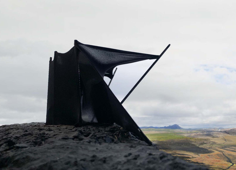 Weathered Steel Observation Deck Nestled Within Iceland's Volcanic Landscape  