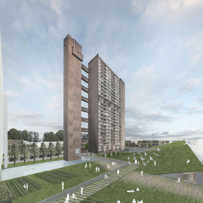 Charred Wooden Shingles and Green Roofs Create Sustainable Urban Living Spaces