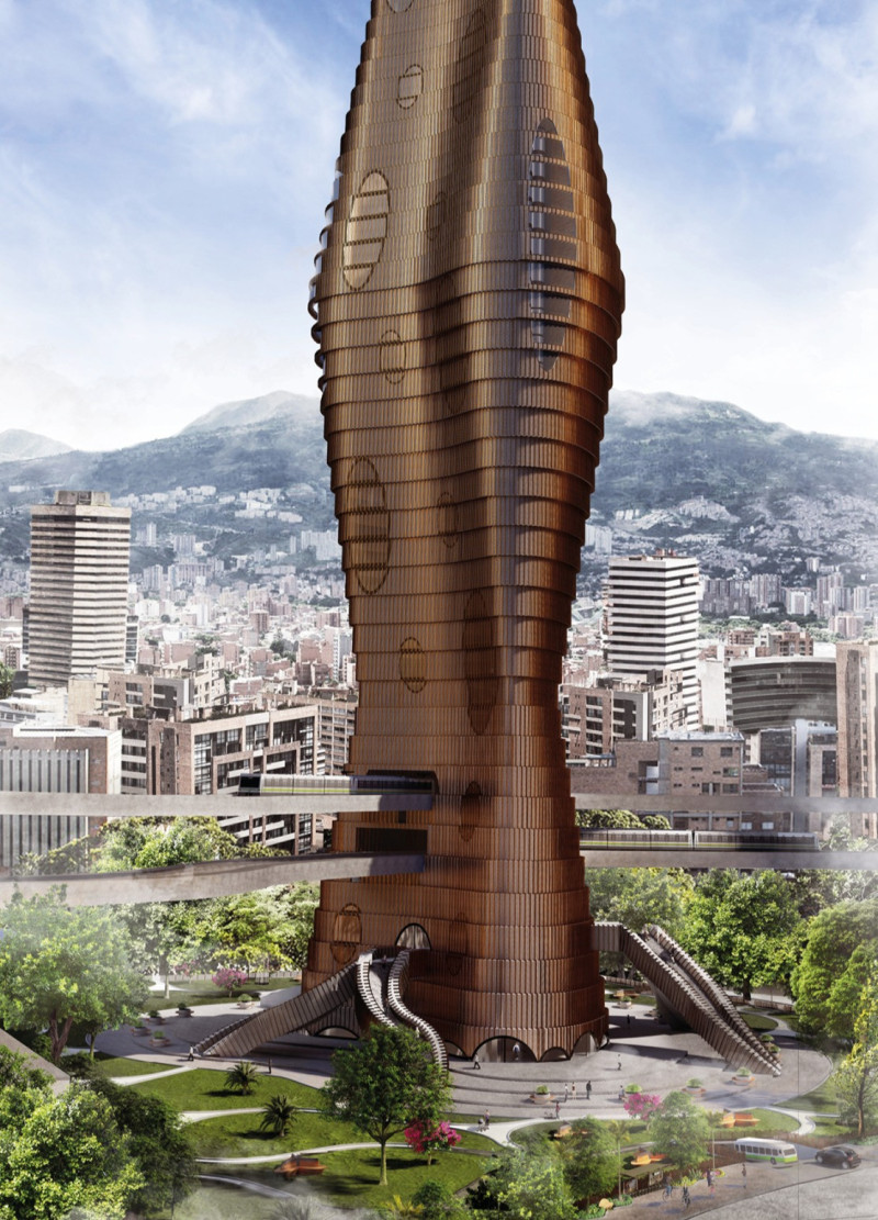 Biomimetic Design Featuring Natural Ventilation and Green Roofs in a Multifunctional Urban Hub