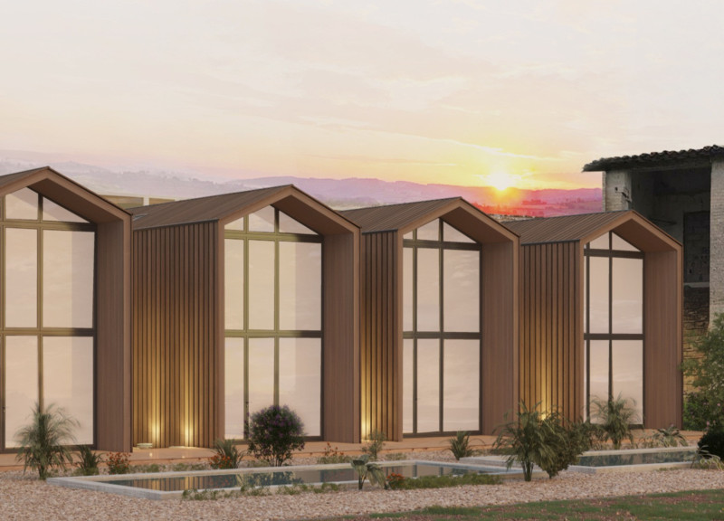 Assisi Stone and Recycled Steel Harmonize in Eco-Friendly Retreat Design  