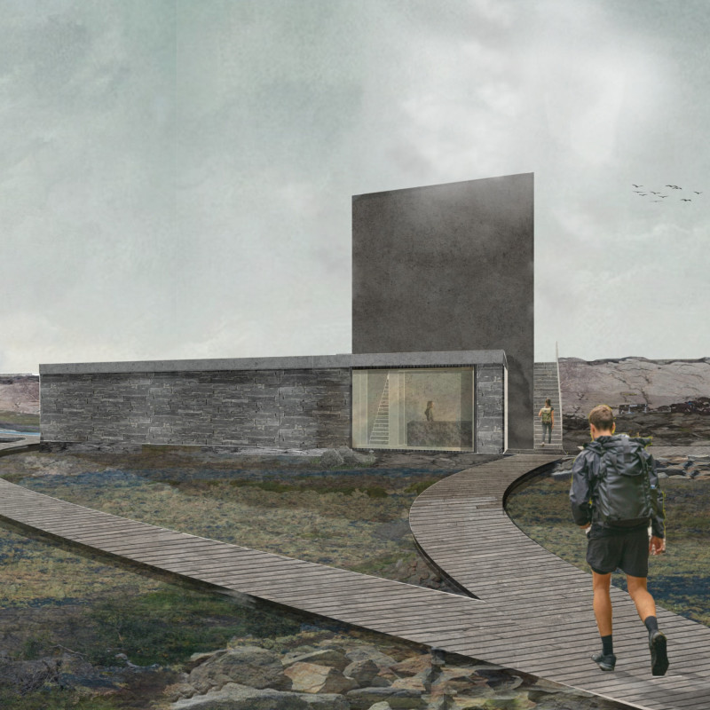 Basalt Stone Structure with Geothermal Integration for Community Wellness