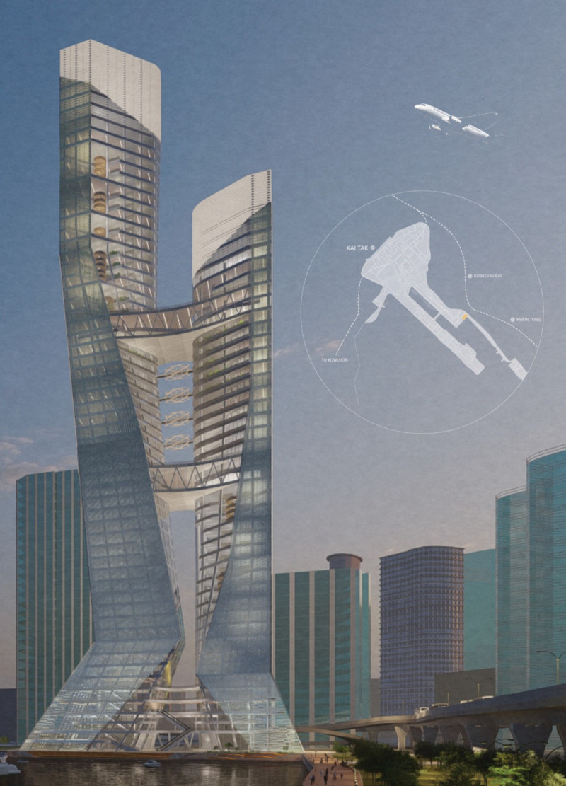 Twisting Towers Enveloped in High-Performance Glass with Integrated Carbon Capture Systems  