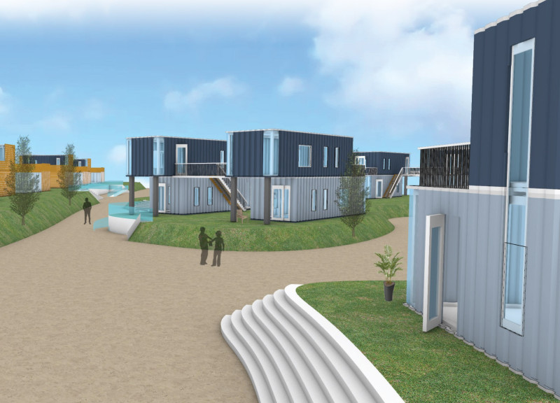 Repurposed Shipping Containers Shaping Affordable Housing Solutions With Sustainable Steel and Natural Wood Elements