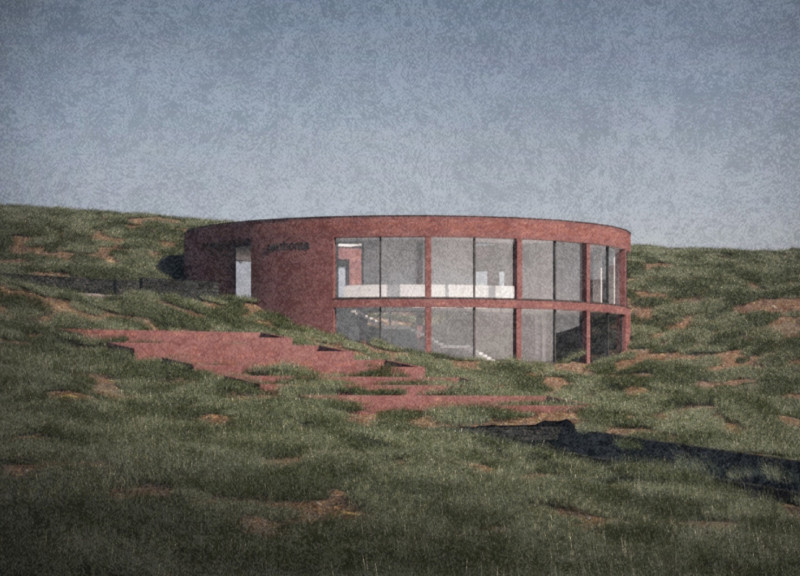 Community Center Emphasizing Volcanic Rock and Sustainable Design Principles in a Scenic Icelandic Landscape
