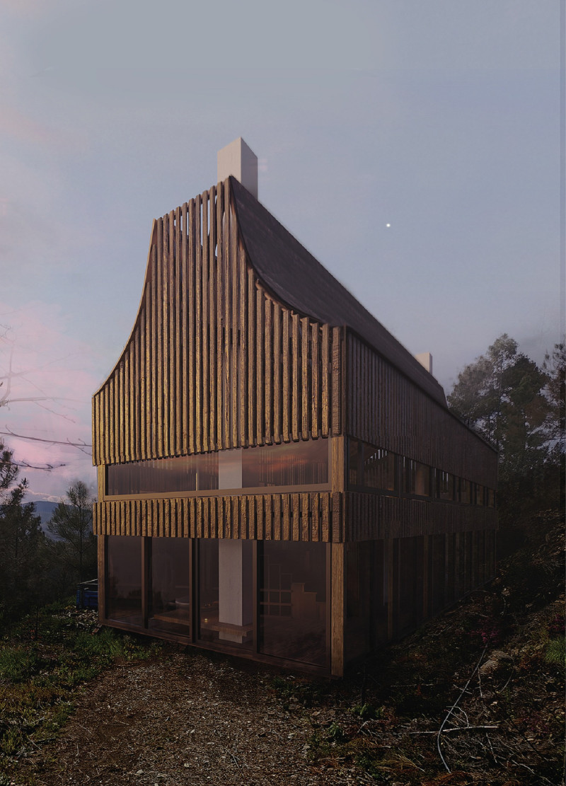Community Hub Featuring Cross-Laminated Timber and Charred Wooden Shingles in a Sustainable Urban Context  