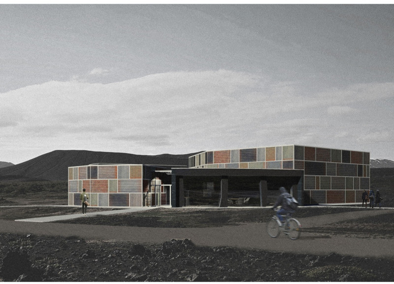 Volcanic Rock and Recycled Tin Embrace Cinematic Experience in a Harmonious Cultural Pavilion  