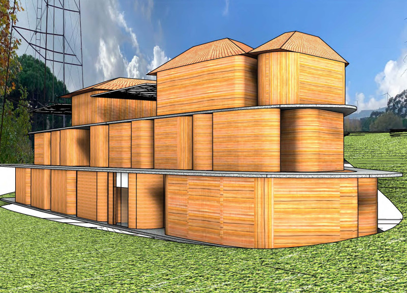 Curvilinear Design Featuring Cross-Laminated Timber Panels in Vineyard Retreat  