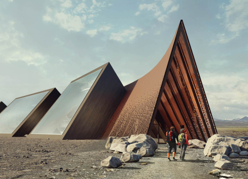 Charred Steel and Textured Concrete Embracing Volcanic Landscapes in a Refuge for Coffee Enthusiasts  