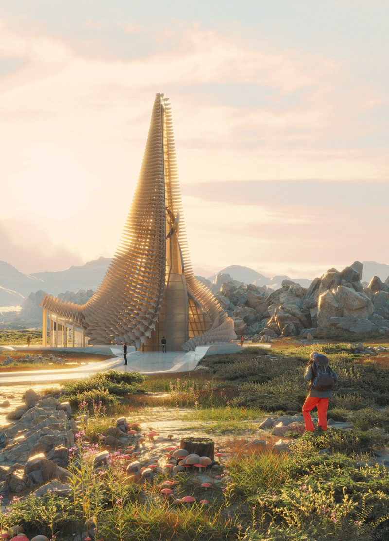 Charred Wooden Shingles and Cross-Laminated Timber Panels Define a Sustainable Community Space