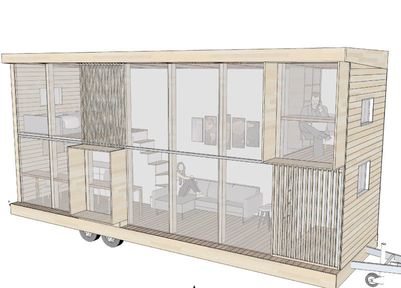 Sheep Wool Insulation and Mobile Chassis in a Compact Workspace  