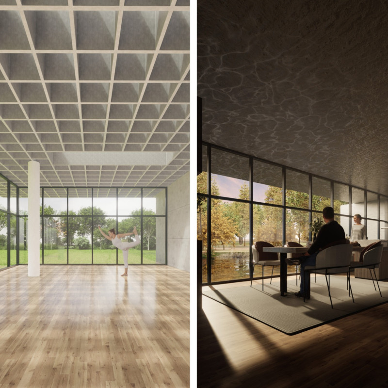 Translucent Grid Design Enhanced by Natural Light and Sustainable Timber Elements in Contemporary Living Space