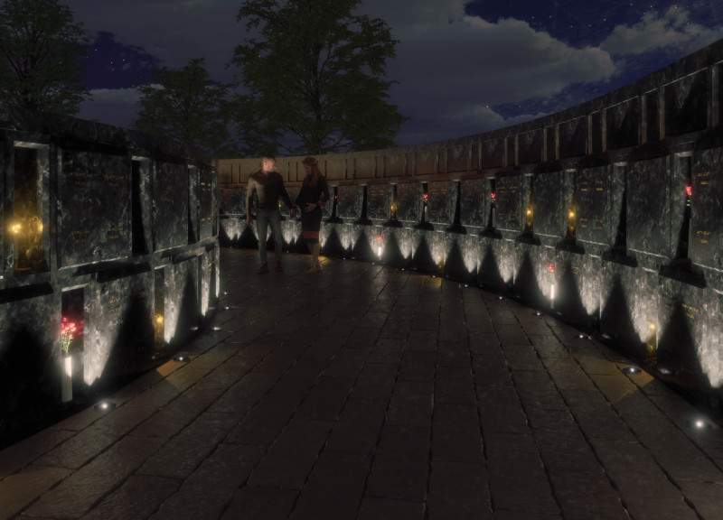 Natural Stone Facade With Circular Pathways Enhancing Community Reflection  