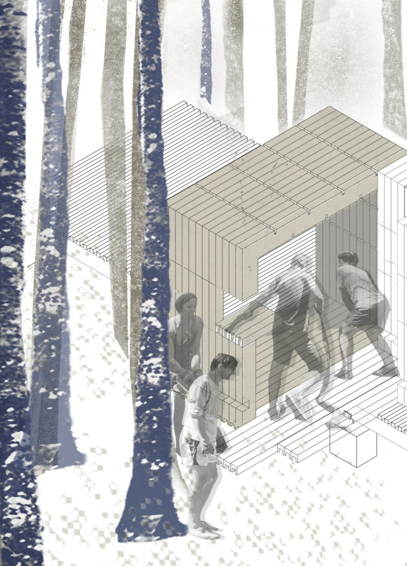 Charred Wood Shingles and Timber Frame Create a Community Space Embracing Nature