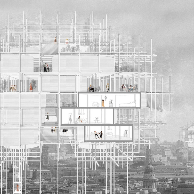 Charred Wooden Shingles and Glass Facades Enhance Urban Living in Modular Housing