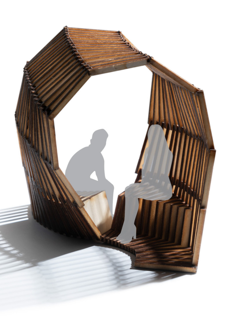 Spiral Retreat Constructed With Engineered Wood and Glass Panels Emphasizing Urban Connection  