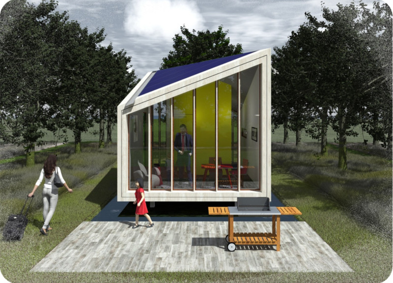 Sustainable Community Cabins with Cross-Laminated Timber Panels and Charred Wooden Shingles  