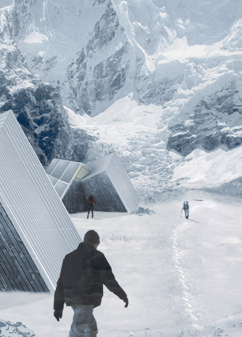 Charred Wood Cladding and Solar Integration in a Self-Sustaining Facility at Everest Base Camp