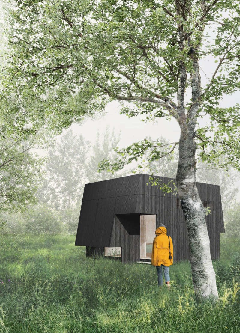 Charred Timber Retreat Crafted for Reflection Amidst Scenic Landscapes