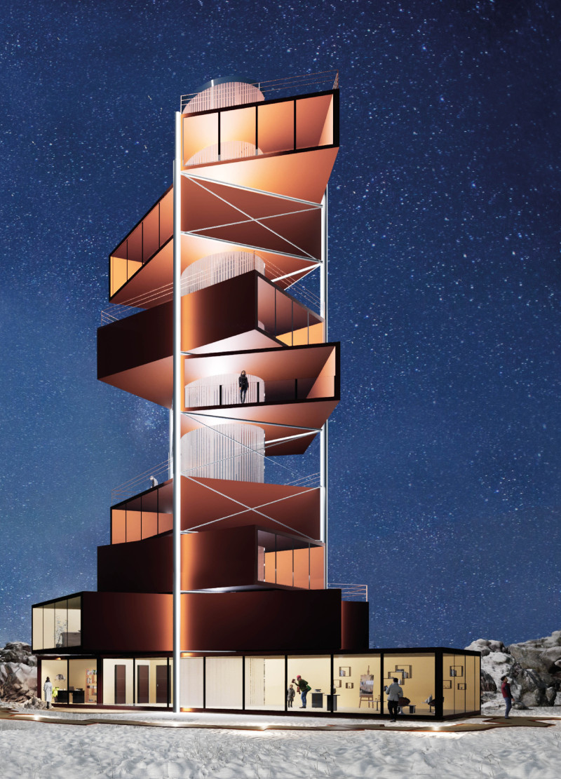 EPOXY Foam and Steel Shape A Sustainable Vertical Landmark With Geothermal Connectivity