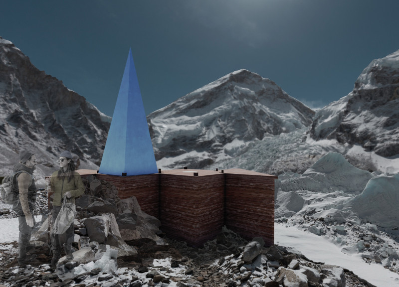 Pyramidal Restroom Structure Crafted With Sustainable Timber and Eco-Friendly Materials  